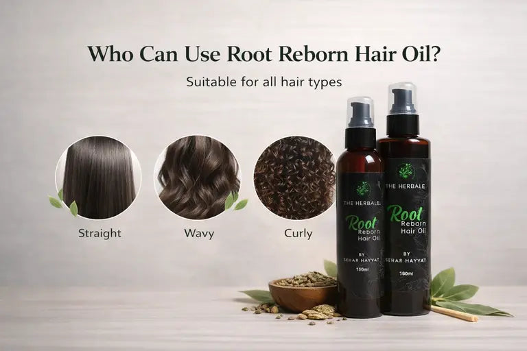 The Herbale by Sehar Hayyat Root Reborn Hair Oil suitable for all hair types